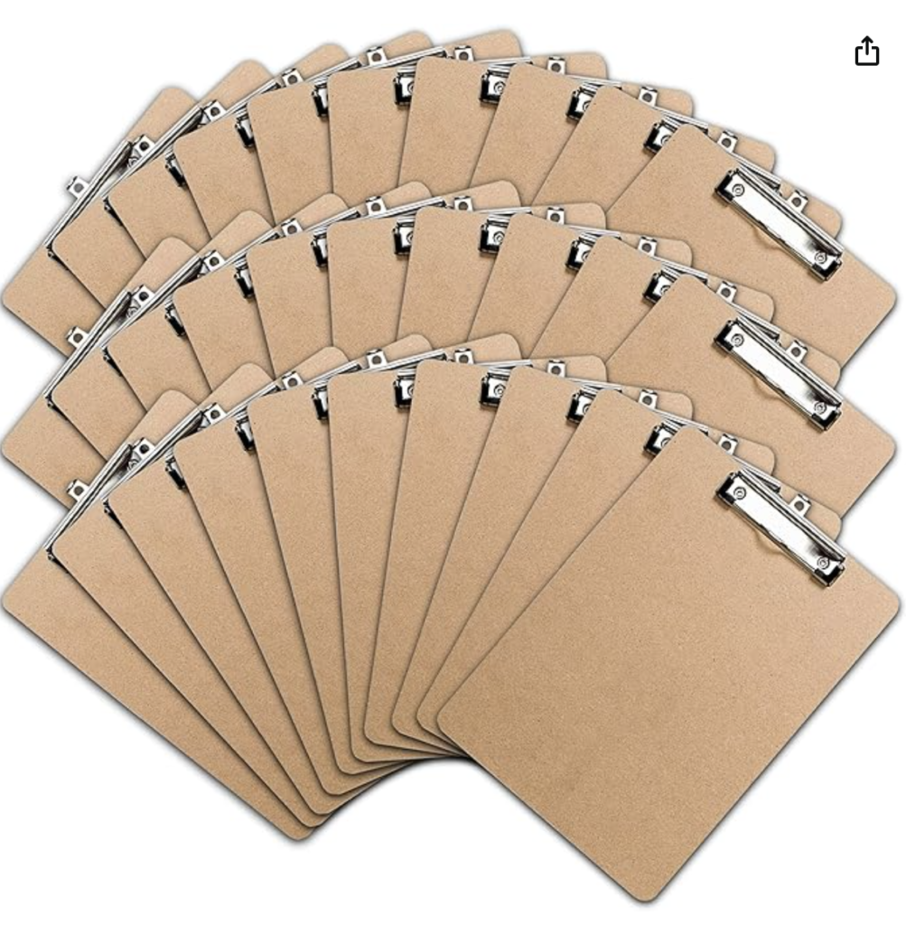 set of 30 brown clipboards